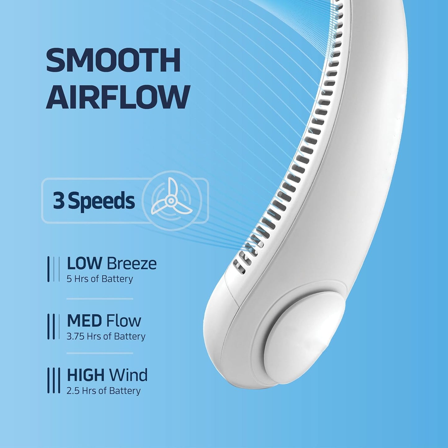 USB Charging Battery Operated Portable Rechargeable Neck Fan | Bladeless Neck Cooling Fan with Strong Airflow, Wearable Cooling Fan