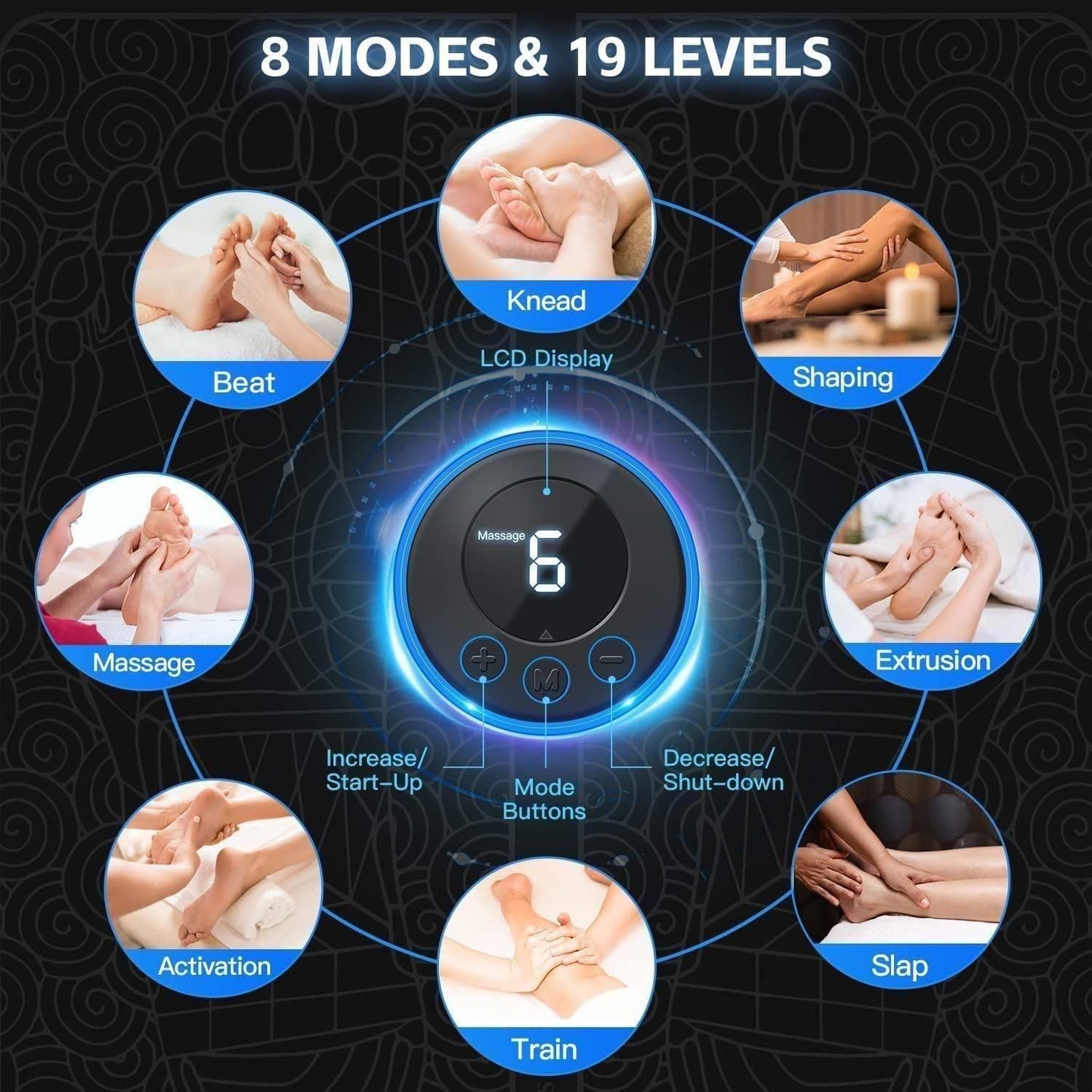 The Bharatβ’ EMS Foot Massager - Premium Wireless Therapist with 8 Modes and 19 Intensity Levels