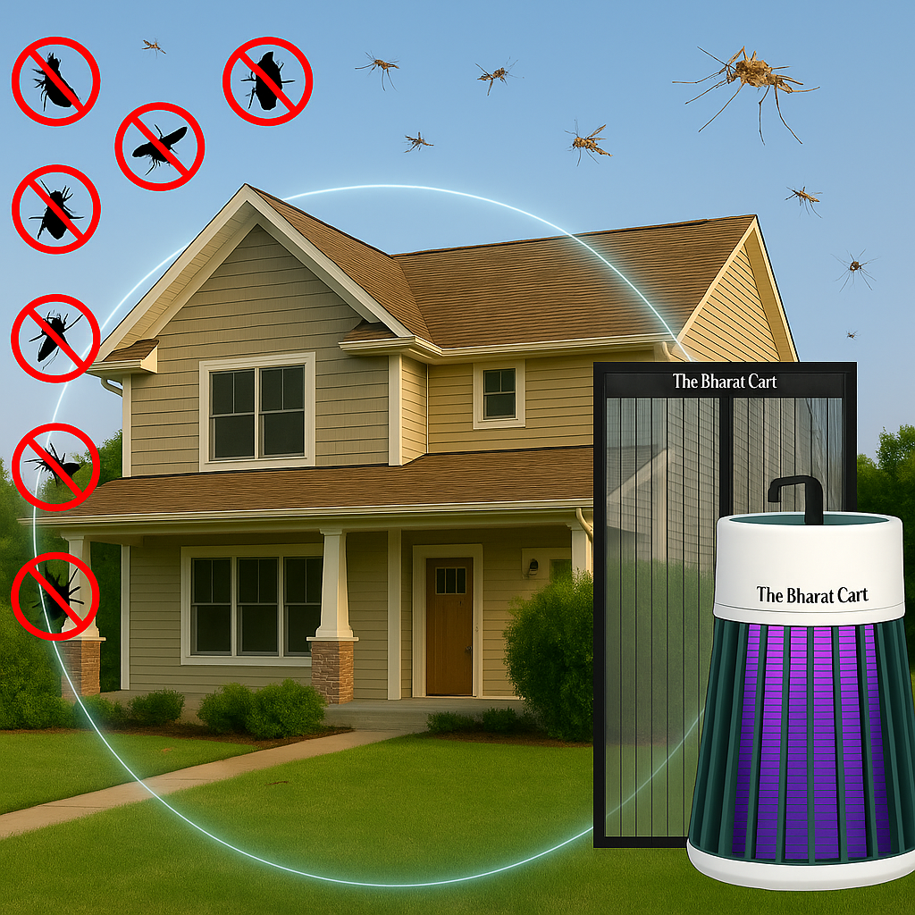 Insect-Free Home™ – Total Mosquito & Insect Protection Combo (USB UV Zapper + Magnetic Door Net) – Dengue & Malaria Defense Kit