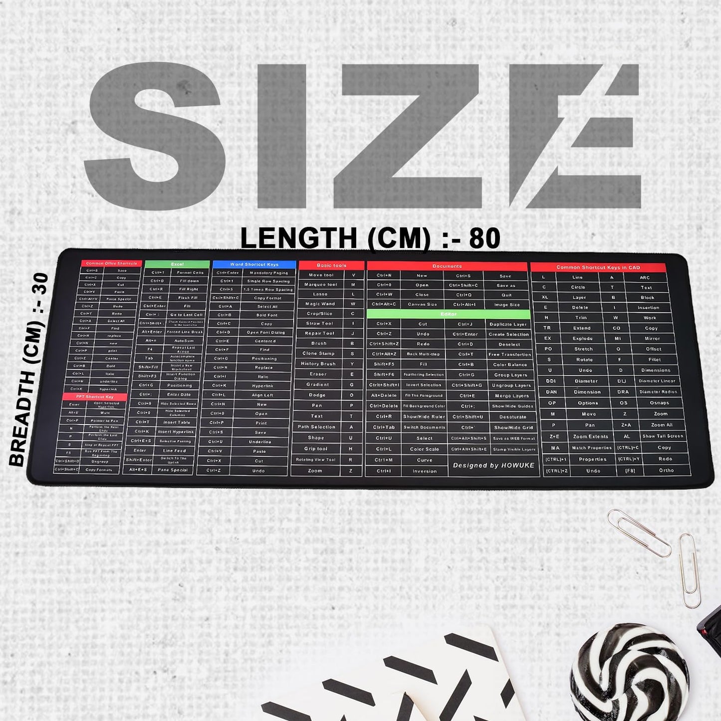 The Bharat KeyMaster™ – XXL Anti-Slip Shortcut Keyboard Mat (Excel, Windows, Canva & More) – For Office, Students & Gamers