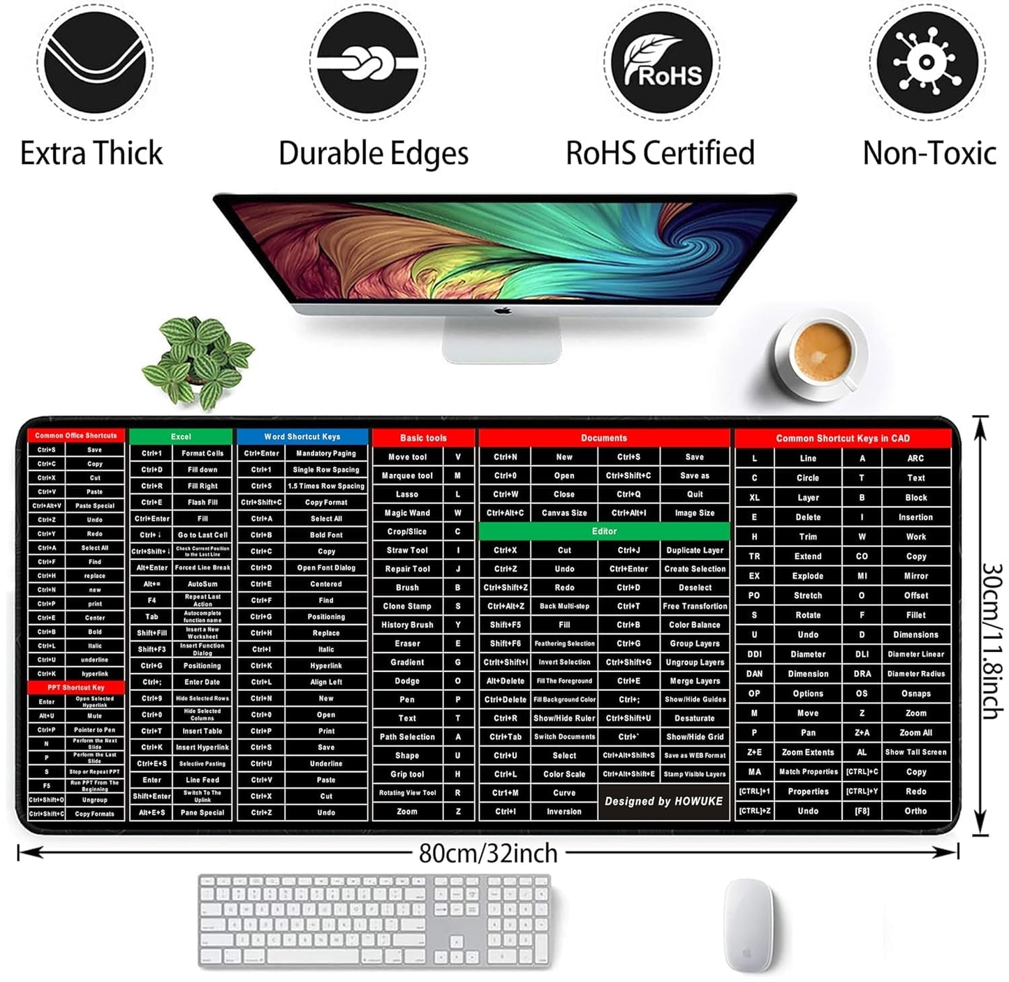 The Bharat KeyMaster™ – XXL Anti-Slip Shortcut Keyboard Mat (Excel, Windows, Canva & More) – For Office, Students & Gamers