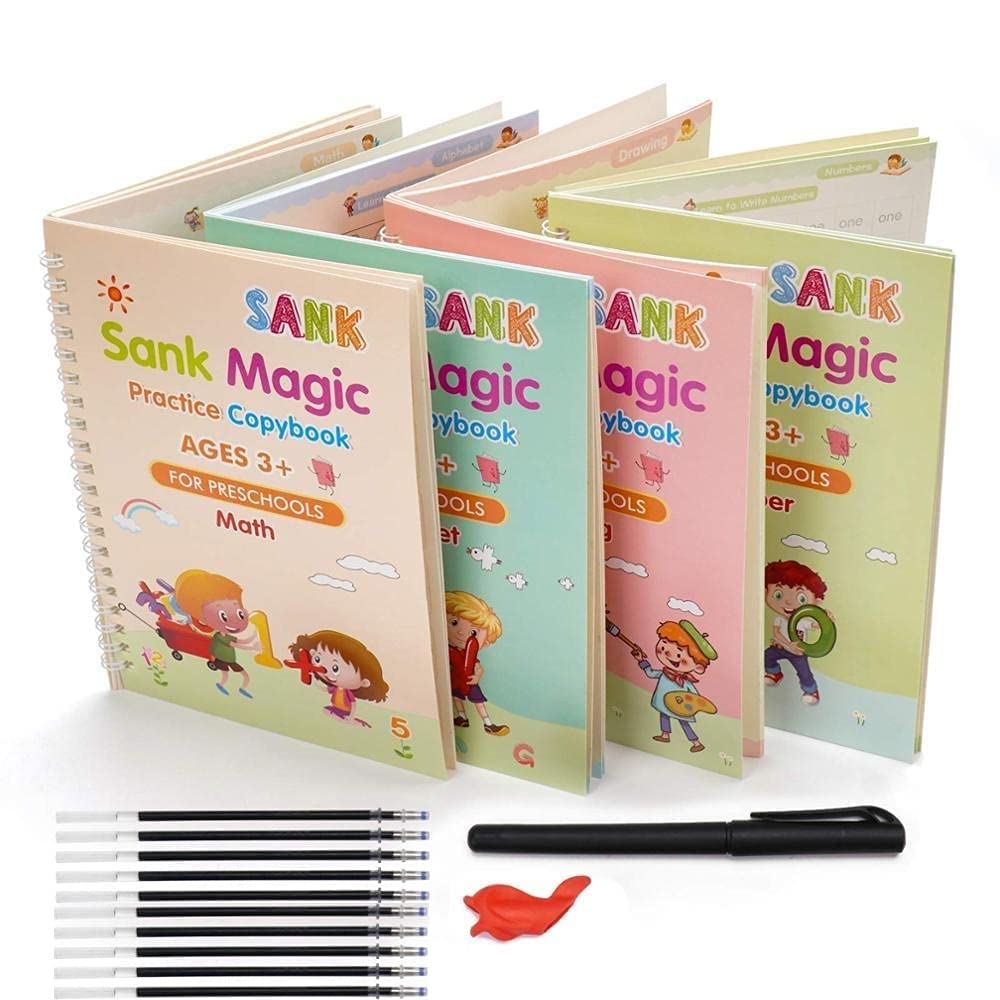 The Bharat SmartWrite™ Reusable Magic Copybook – Buy 1 Get 3 FREE | Better Handwriting in 30 Days | Improved Marks by 96% | Set of 4 Books + 10 Refills + 1 Pen + 1 Grip