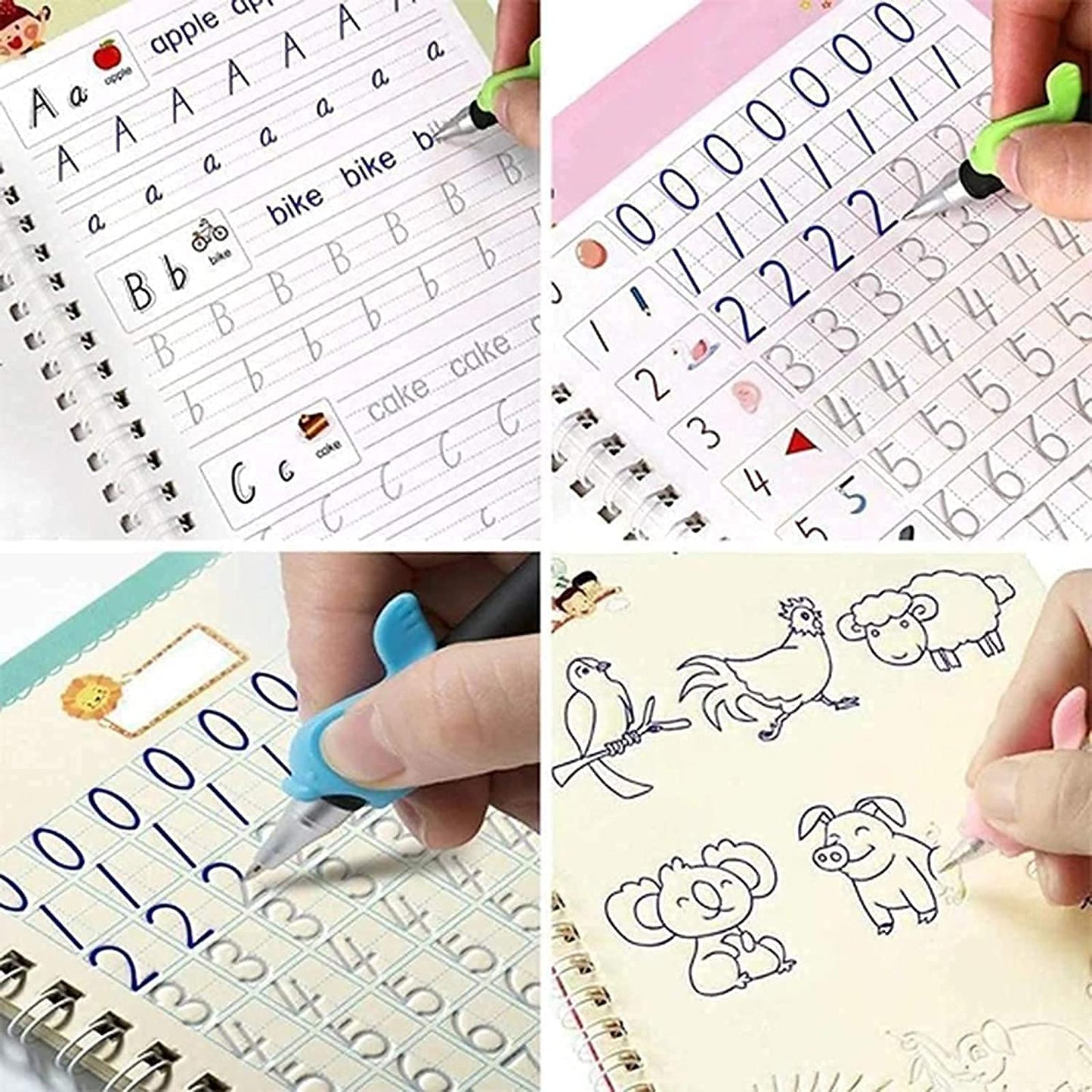 The Bharat SmartWrite™ Reusable Magic Copybook – Buy 1 Get 3 FREE | Better Handwriting in 30 Days | Improved Marks by 96% | Set of 4 Books + 10 Refills + 1 Pen + 1 Grip