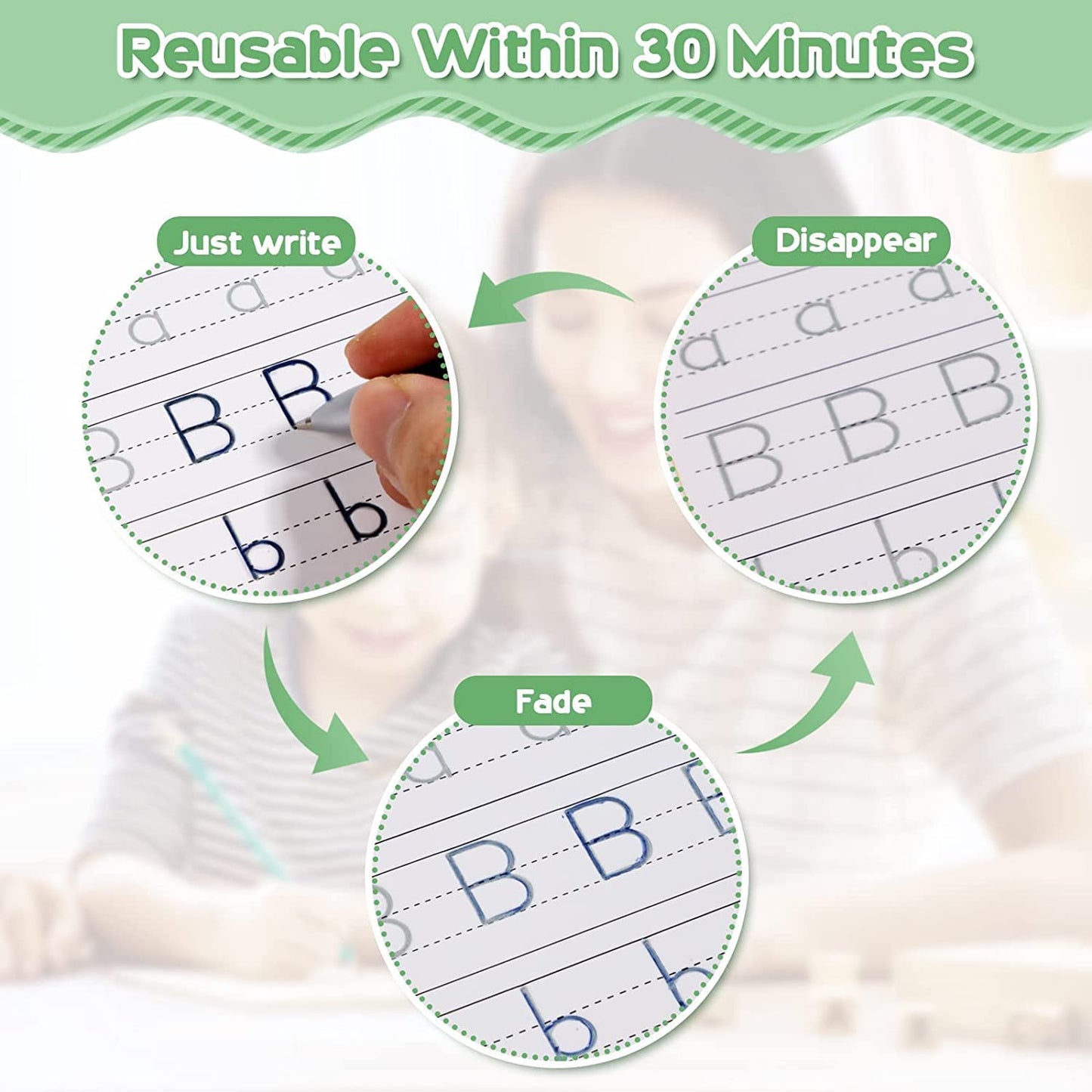 The Bharat SmartWrite™ Reusable Magic Copybook – Buy 1 Get 3 FREE | Better Handwriting in 30 Days | Improved Marks by 96% | Set of 4 Books + 10 Refills + 1 Pen + 1 Grip