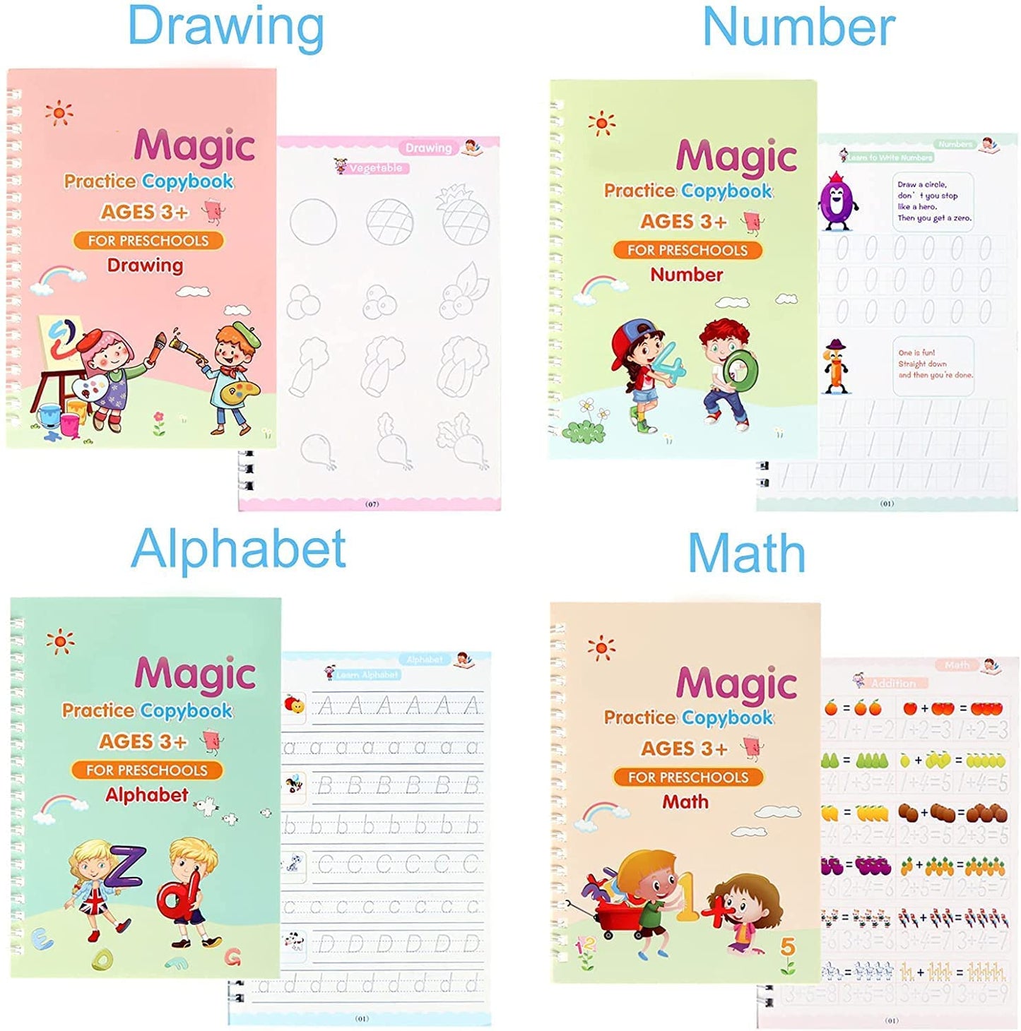 The Bharat SmartWrite™ Reusable Magic Copybook – Buy 1 Get 3 FREE | Better Handwriting in 30 Days | Improved Marks by 96% | Set of 4 Books + 10 Refills + 1 Pen + 1 Grip