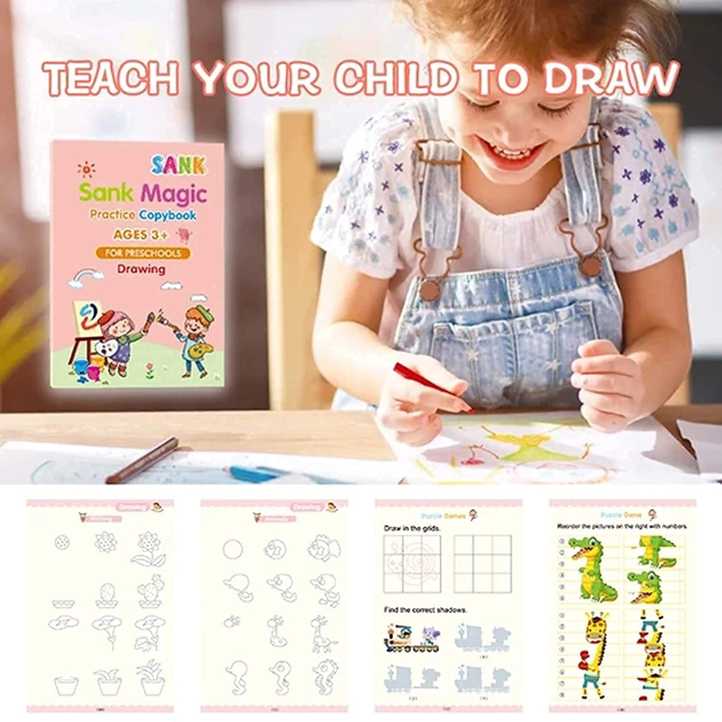 The Bharat SmartWrite™ Reusable Magic Copybook – Buy 1 Get 3 FREE | Better Handwriting in 30 Days | Improved Marks by 96% | Set of 4 Books + 10 Refills + 1 Pen + 1 Grip