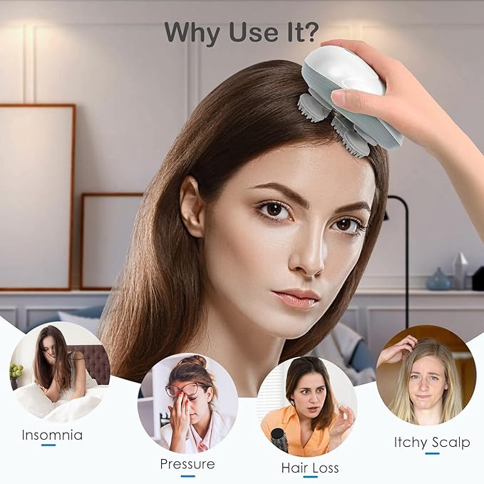 The Bharat HeadSpa™ | Blissful Head Massage Experience with 4 Smart Rotating Nodes & 96 Kneading Points - For Hair Growth, Relaxation & Stress Relief