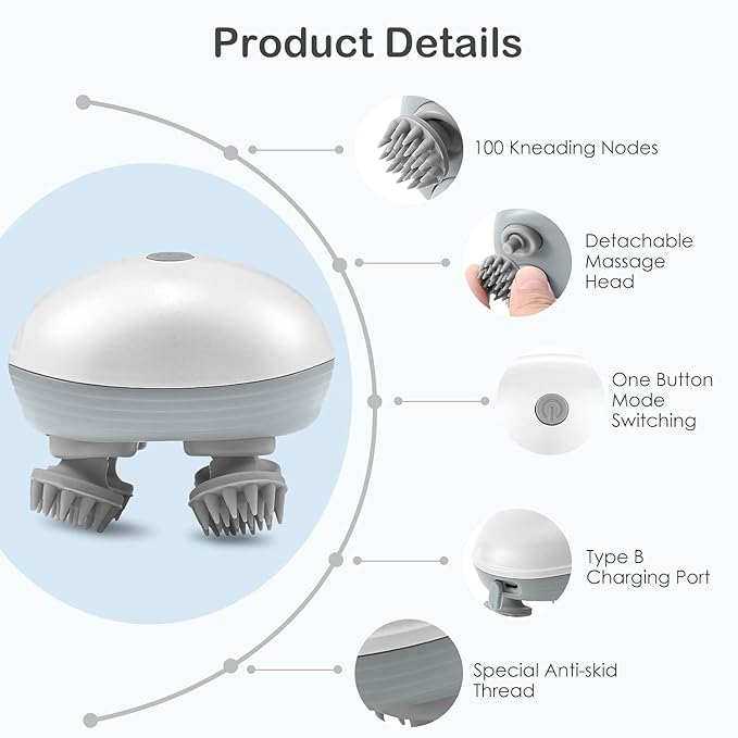 The Bharat HeadSpa™ | Blissful Head Massage Experience with 4 Smart Rotating Nodes & 96 Kneading Points - For Hair Growth, Relaxation & Stress Relief