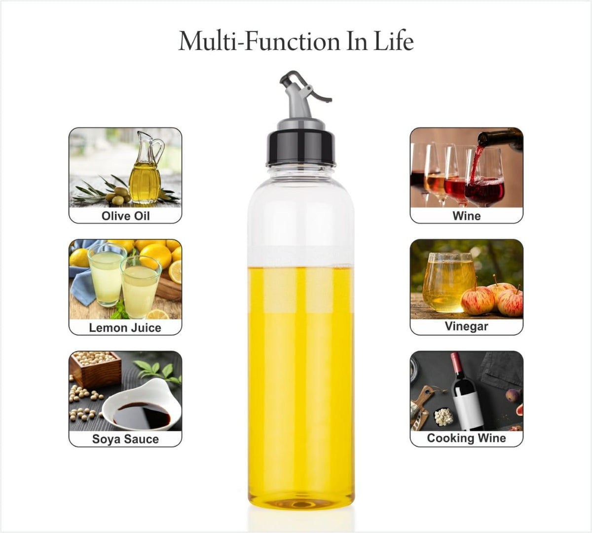 Oil Dispenser 1L – Clear Drip-Free Plastic Bottle | Vastate