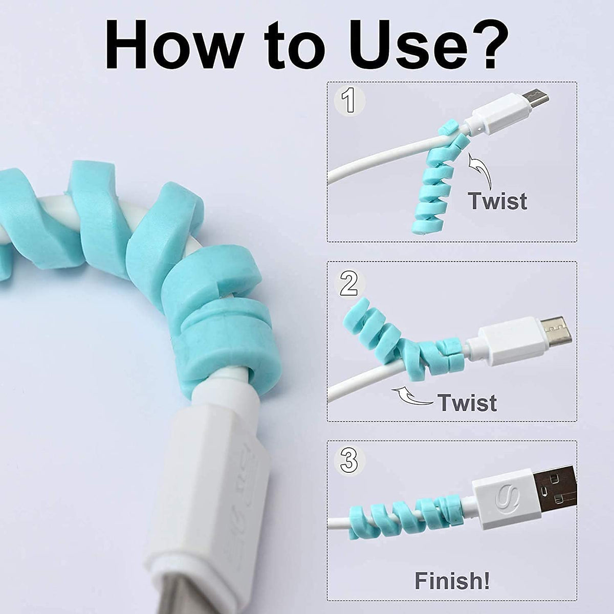 Spiral Cable Protector – Charger & Data Cable Saver (4 Pcs) | WipeTech