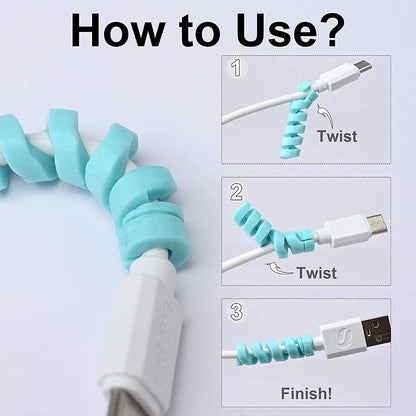 Spiral Cable Protector – Charger & Data Cable Saver (4 Pcs) | WipeTech