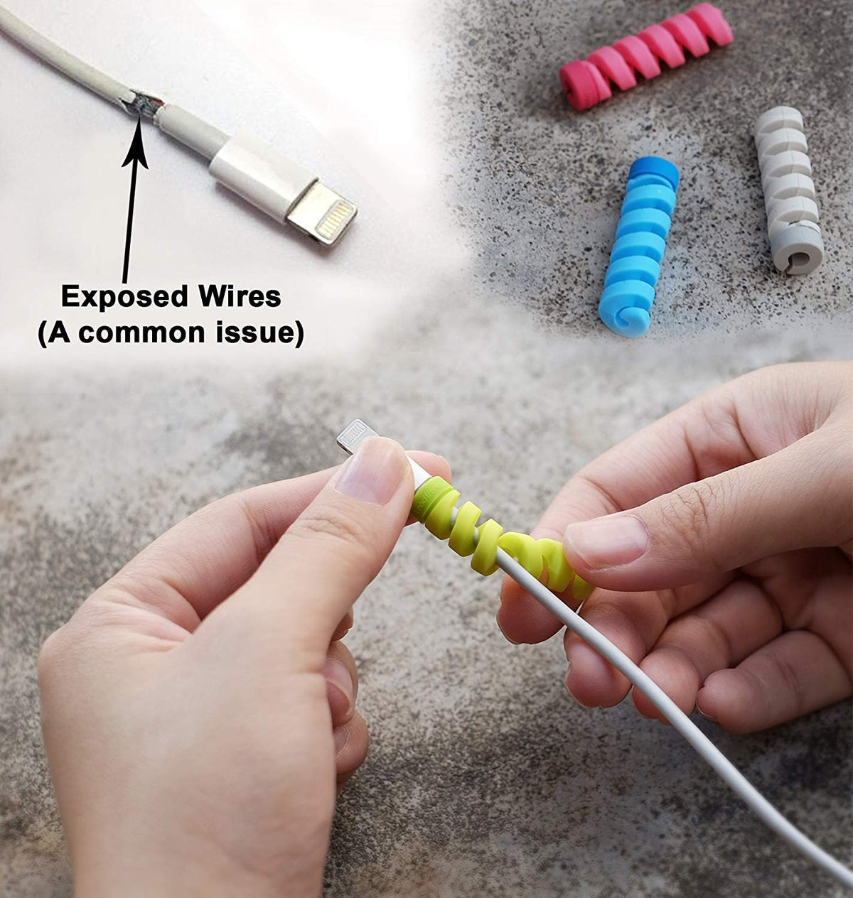 Spiral Cable Protector – Charger & Data Cable Saver (4 Pcs) | WipeTech