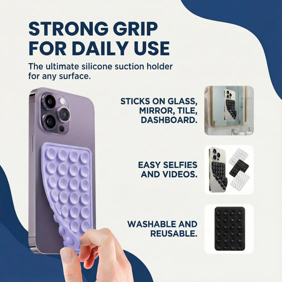 Suction Phone Holder Mount – Silicone Grip, Mix Colors | Gambit