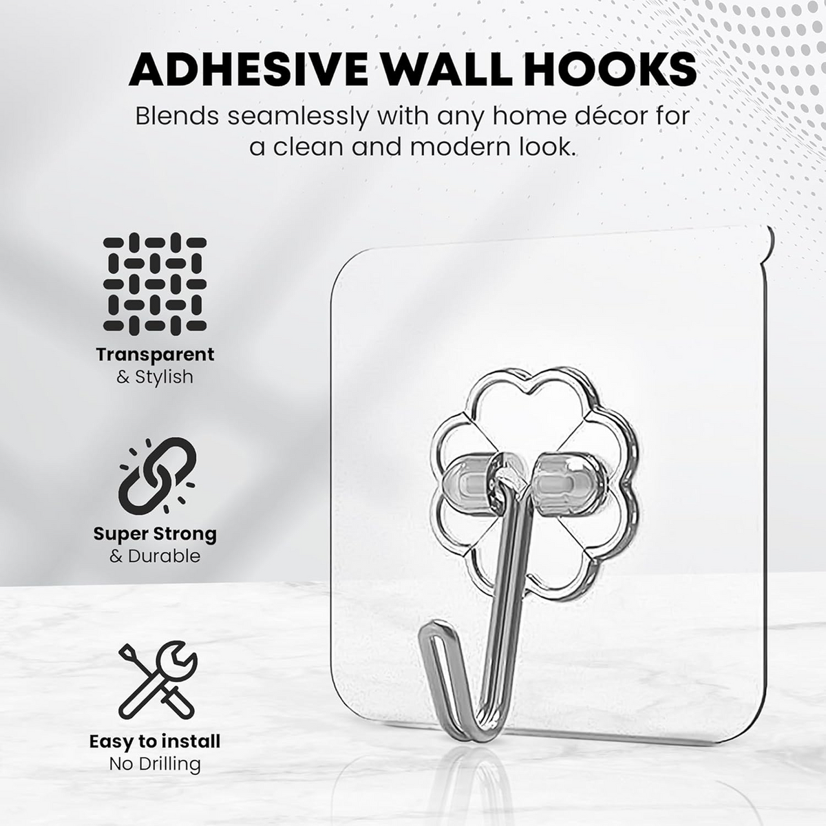Stainless Steel Adhesive Hooks – Waterproof & Rustproof | GlimmerHome