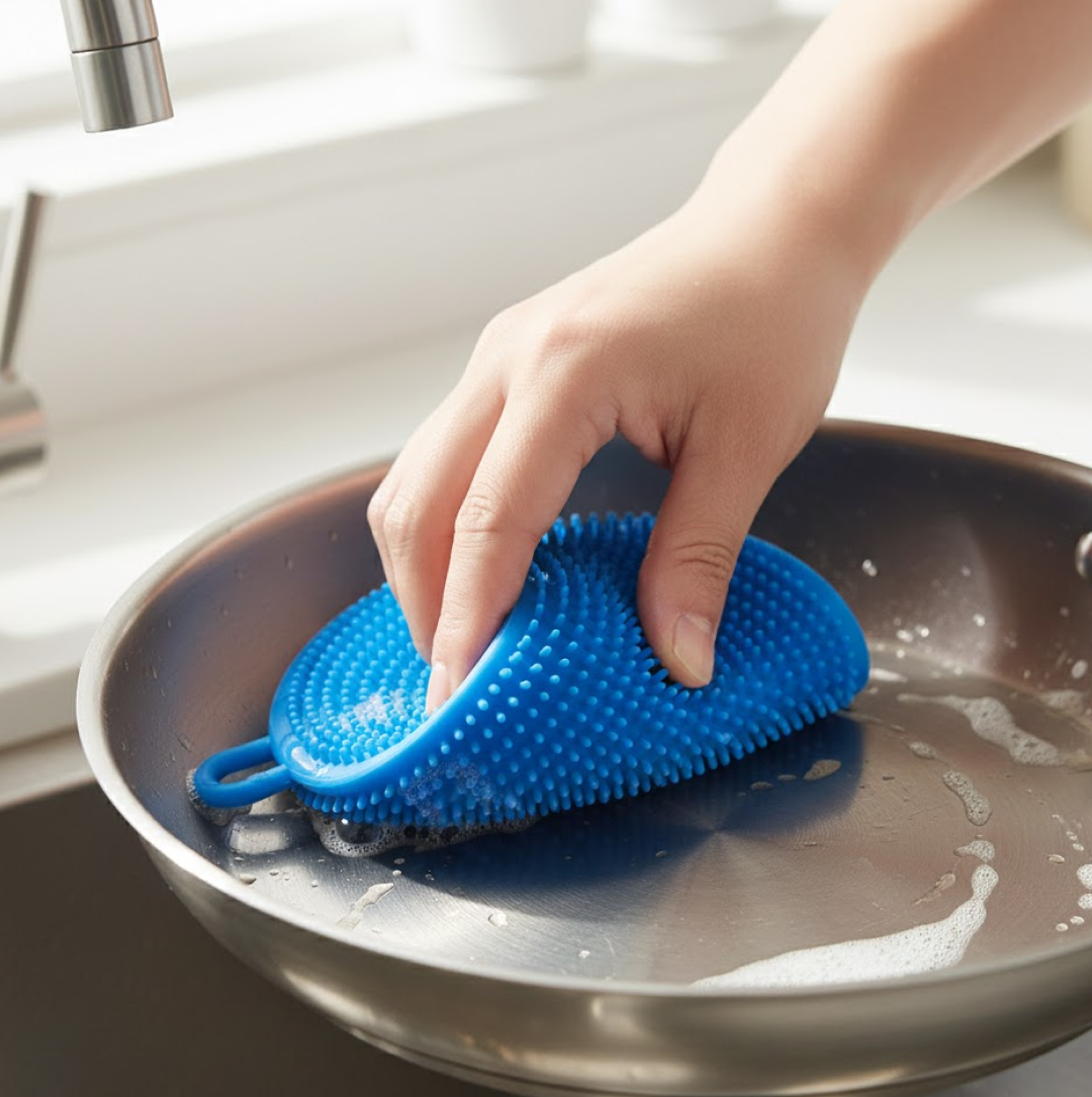 Silicone Dish Scrubber – Mildew-Free & Non-Stick | Velvet Wipe