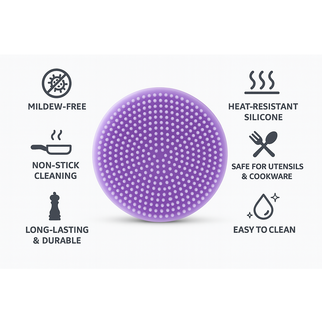 Silicone Dish Scrubber – Mildew-Free & Non-Stick | Velvet Wipe