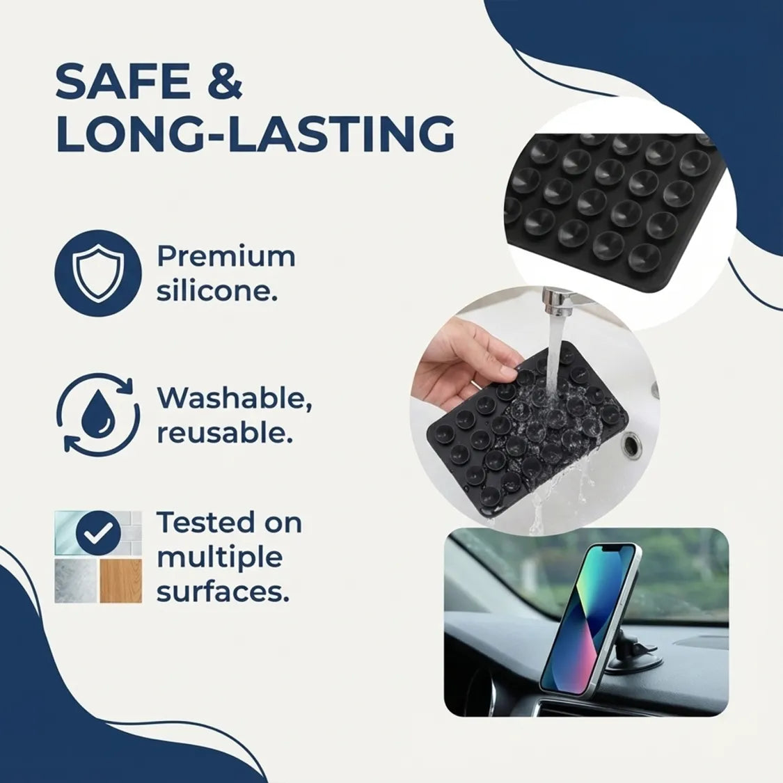 Suction Phone Holder Mount – Silicone Grip, Mix Colors | Gambit