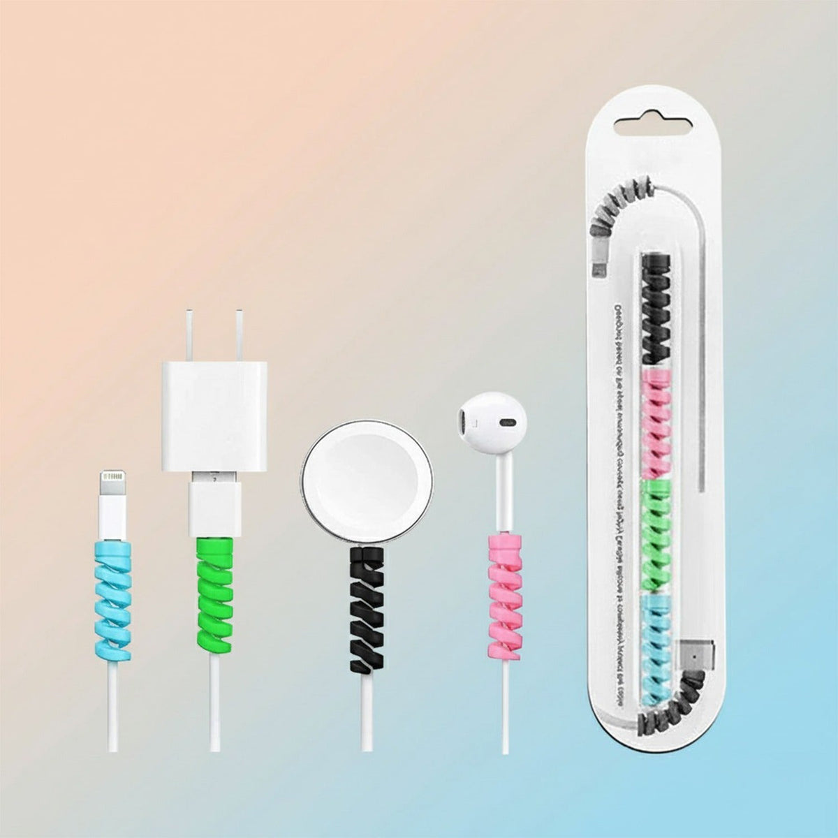 Spiral Cable Protector – Charger & Data Cable Saver (4 Pcs) | WipeTech