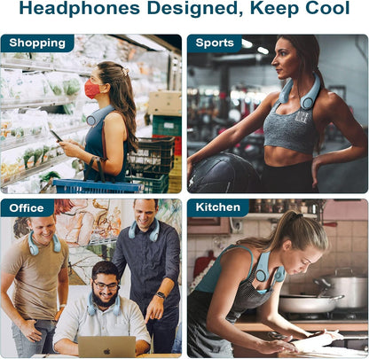 USB Charging Battery Operated Portable Rechargeable Neck Fan | Bladeless Neck Cooling Fan with Strong Airflow, Wearable Cooling Fan
