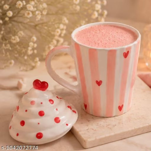 Craftribal Cute Handmade Pastry/Cake Mug with Lid