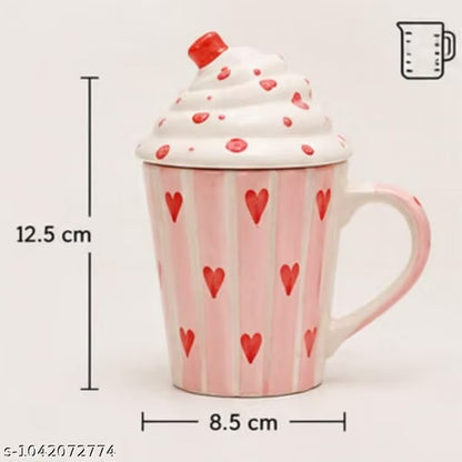 Craftribal Cute Handmade Pastry/Cake Mug with Lid