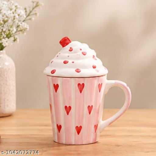 Craftribal Cute Handmade Pastry/Cake Mug with Lid