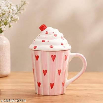 Craftribal Cute Handmade Pastry/Cake Mug with Lid