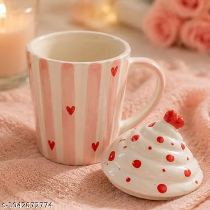 Craftribal Cute Handmade Pastry/Cake Mug with Lid