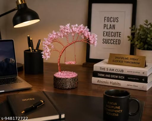 Rose Quartz Crystal Swing Tree for Love & Positive Energy