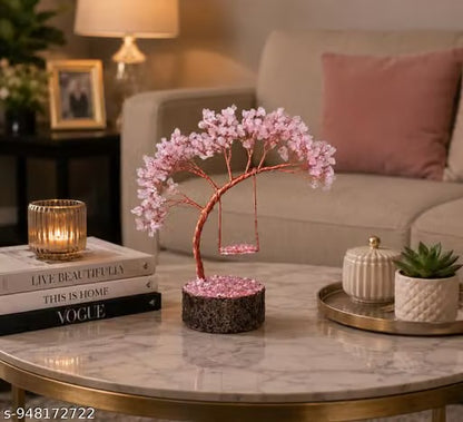 Rose Quartz Crystal Swing Tree for Love & Positive Energy