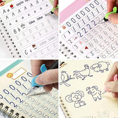 The Bharat SmartWrite™ Reusable Magic Copybook – Buy 1 Get 3 FREE | Better Handwriting in 30 Days | Improved Marks by 96% | Set of 4 Books + 10 Refills + 1 Pen + 1 Grip