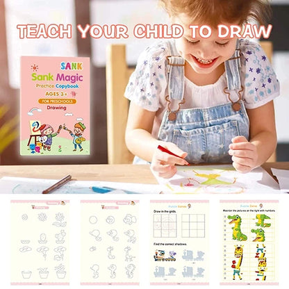 The Bharat SmartWrite™ Reusable Magic Copybook – Buy 1 Get 3 FREE | Better Handwriting in 30 Days | Improved Marks by 96% | Set of 4 Books + 10 Refills + 1 Pen + 1 Grip